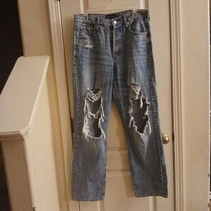 90s baggy thrashed distressed ripped denim Aeropostale jeans button fly Size 8